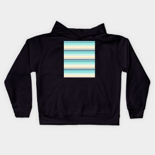 Blue Yellow Teal Beige Chevron Kids Hoodie